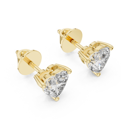 1.5ctw Heart Cut Diamond Solitaire Stud Earrings - Solid Gold