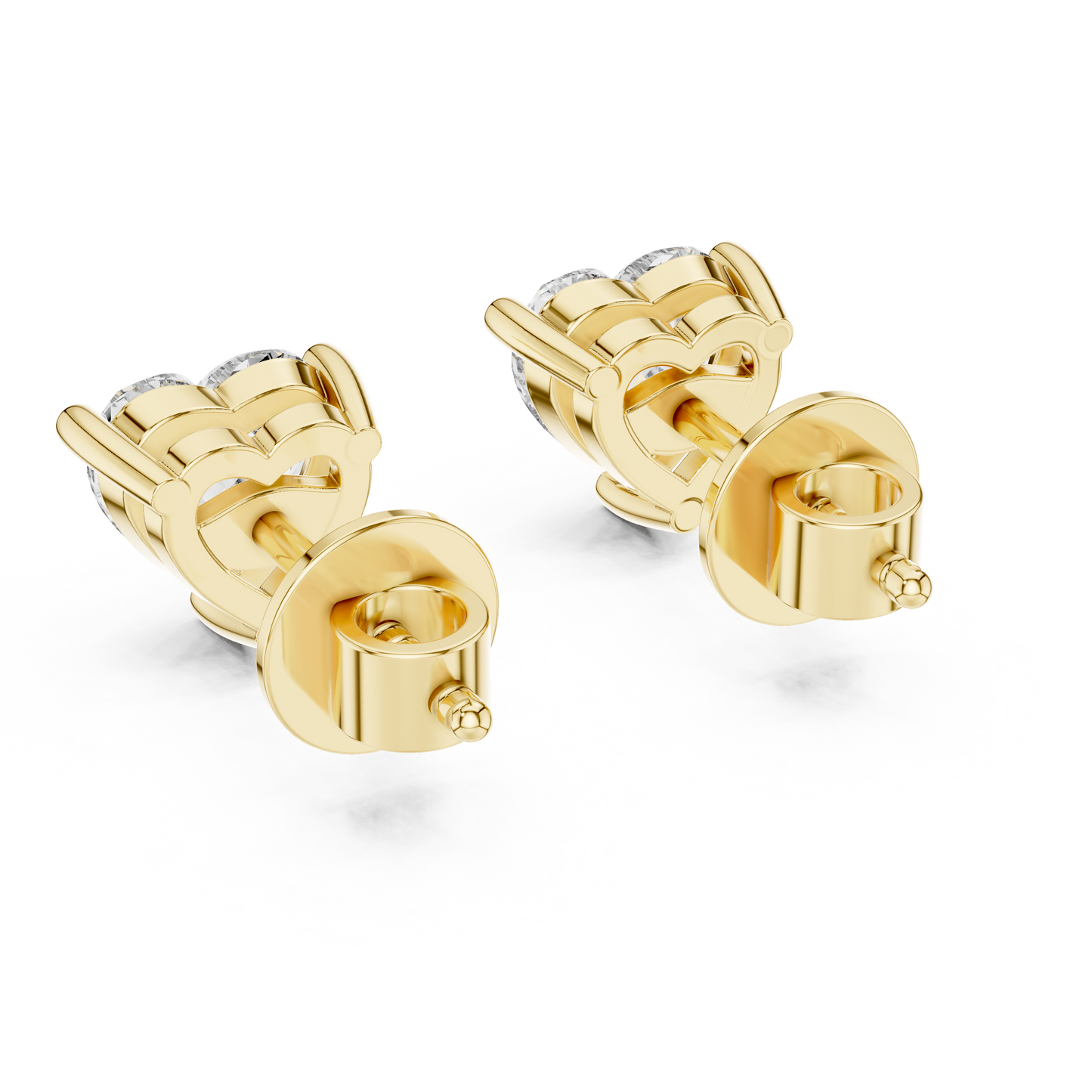1.5ctw Heart Cut Diamond Solitaire Stud Earrings - Solid Gold