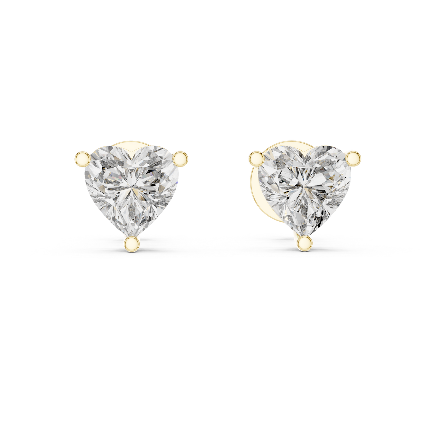 1.5ctw Heart Cut Diamond Solitaire Stud Earrings - Solid Gold