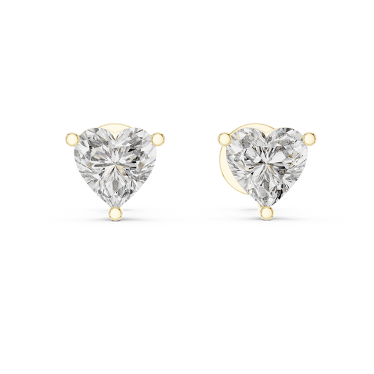 1.5 Carat Heart Cut Diamond Solitaire Stud Earrings - Solid Gold