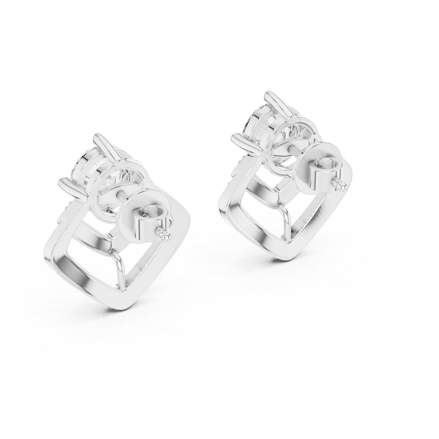 3.41ctw Round Diamond Geometric Chevron Stud Earrings - Yellow Gold