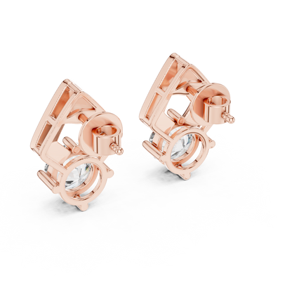 2.5ctw Round Diamond Geometric Chevron Stud Earrings - Yellow Gold