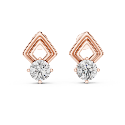 2.5ctw Round Diamond Geometric Chevron Stud Earrings - Yellow Gold