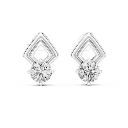 2.5ctw Round Diamond Geometric Chevron Stud Earrings - Yellow Gold