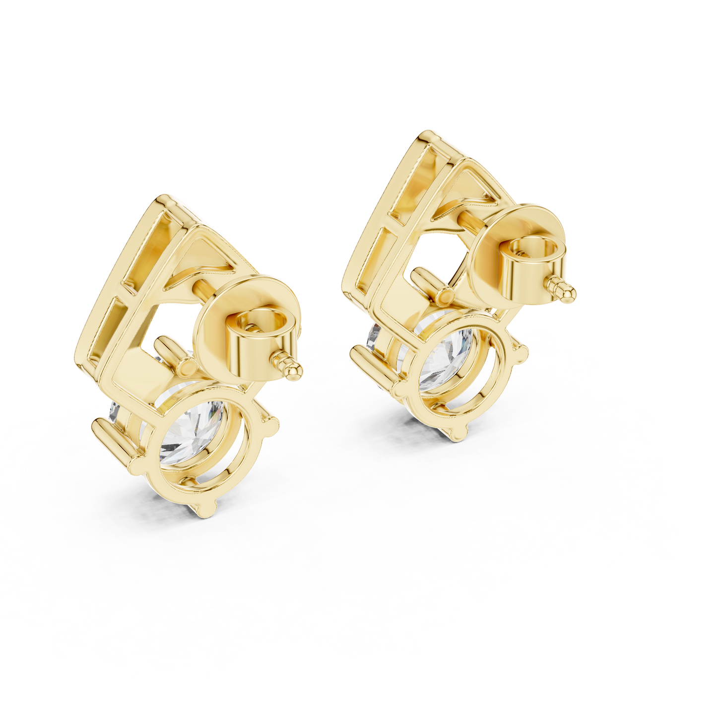 2.5ctw Round Diamond Geometric Chevron Stud Earrings - Yellow Gold