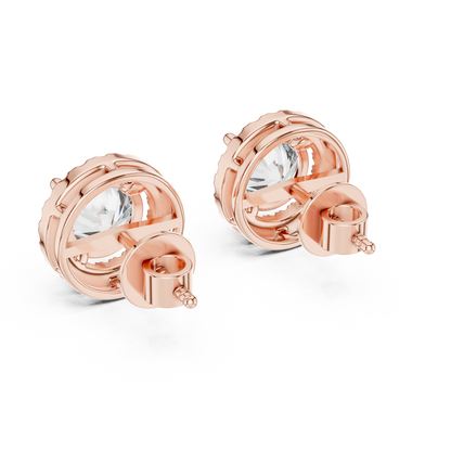 2.9ctw Round Diamond Classic Halo Stud Earrings - Yellow Gold