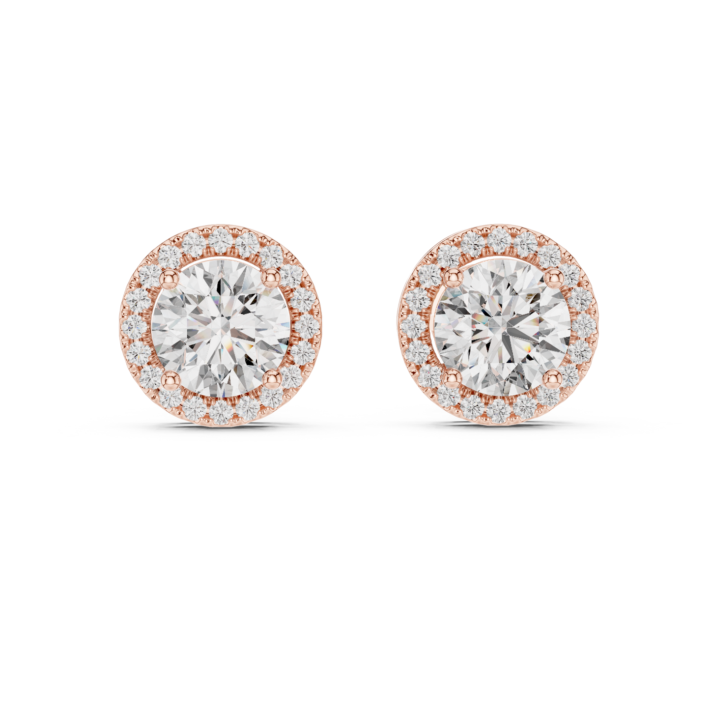2.9ctw Round Diamond Classic Halo Stud Earrings - Yellow Gold