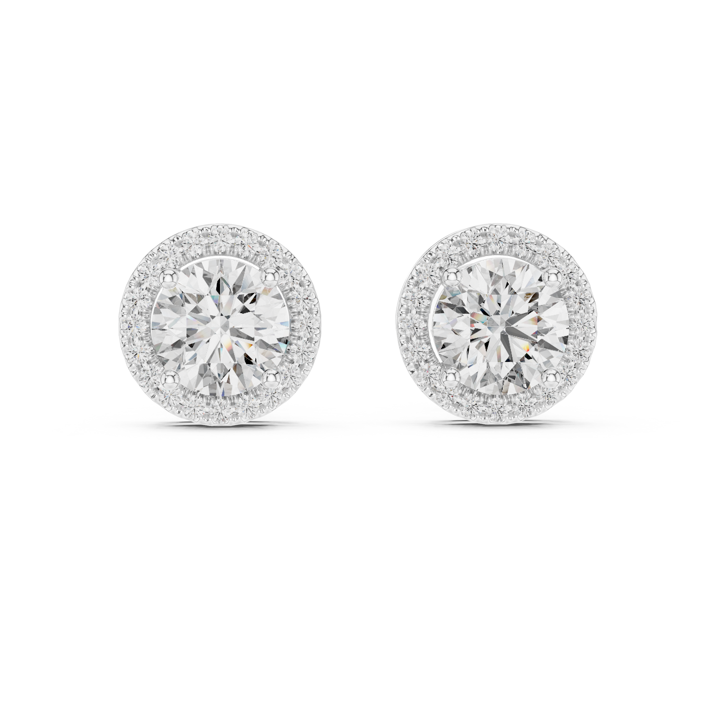 2.9ctw Round Diamond Classic Halo Stud Earrings - Yellow Gold