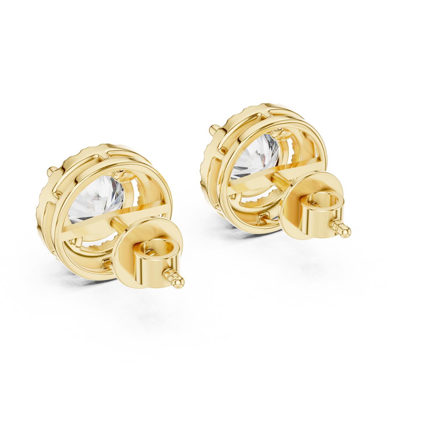 2.9ctw Round Diamond Classic Halo Stud Earrings - Yellow Gold