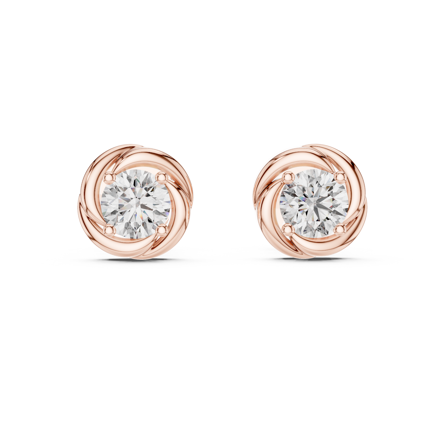 0.48ctw Round Diamond Braided Love Knot Stud Earrings - Solid Gold