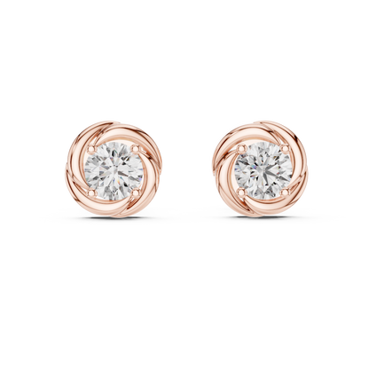 0.48ctw Round Diamond Braided Love Knot Stud Earrings - Solid Gold