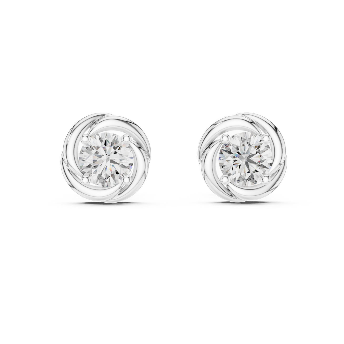 0.48ctw Round Diamond Braided Love Knot Stud Earrings - Solid Gold