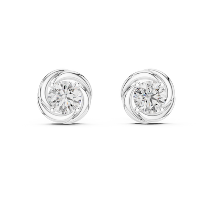0.48ctw Round Diamond Braided Love Knot Stud Earrings - Solid Gold