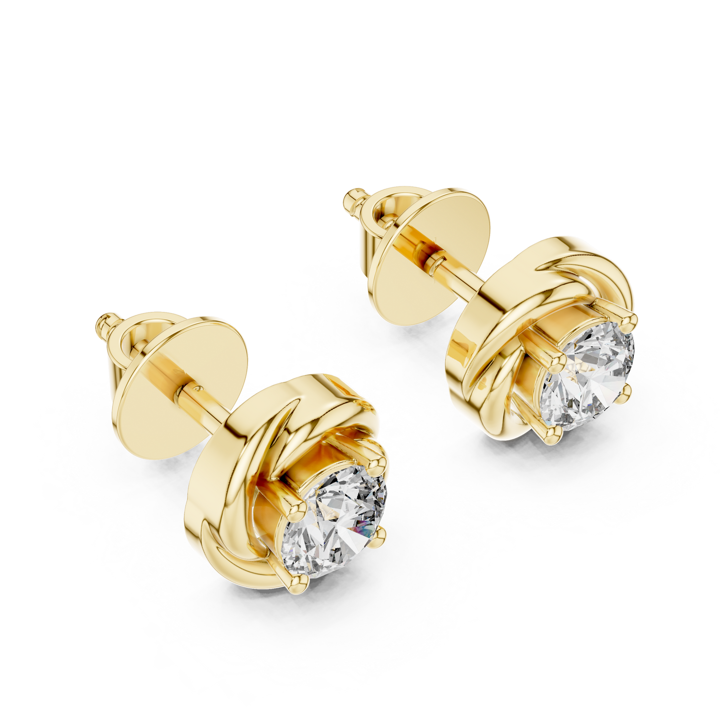 0.48ctw Round Diamond Braided Love Knot Stud Earrings - Solid Gold