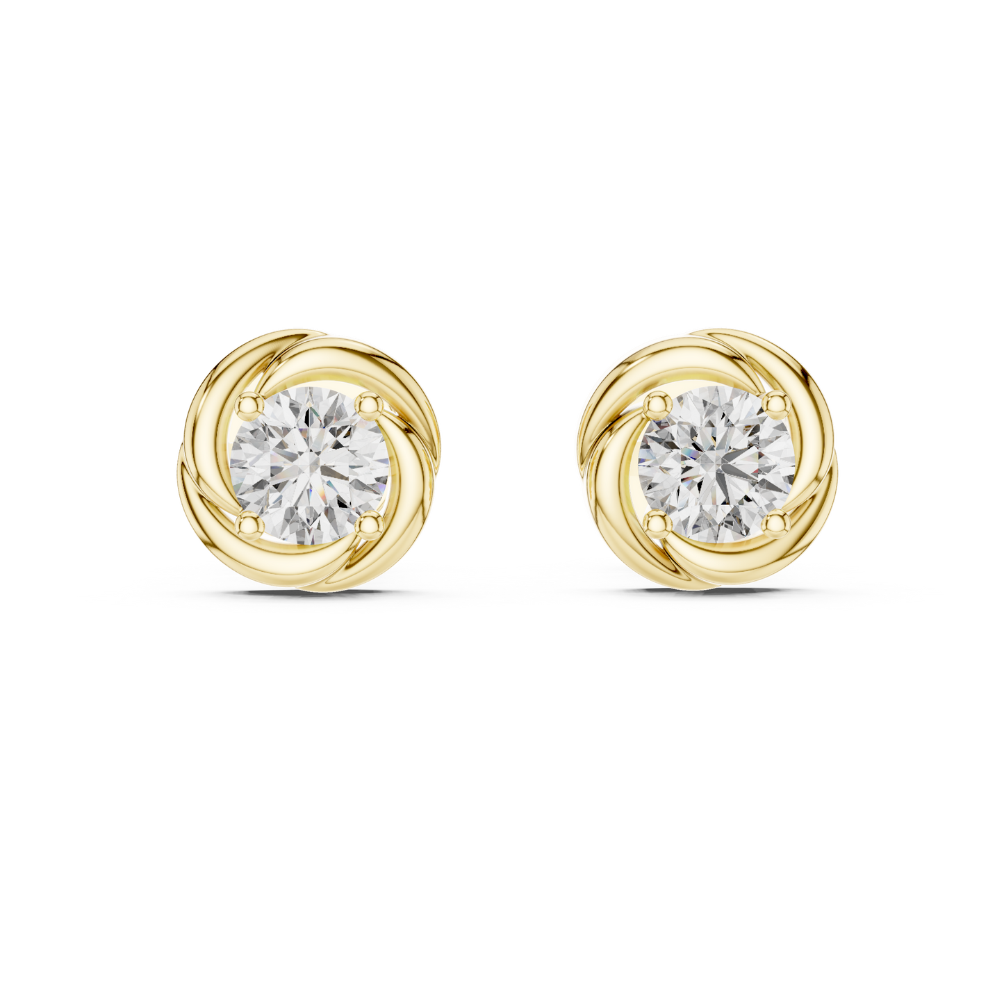 0.48ctw Round Diamond Braided Love Knot Stud Earrings - Solid Gold