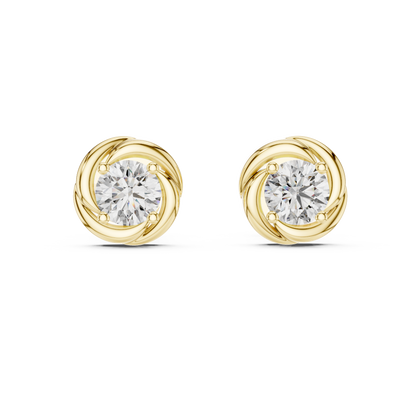 0.48ctw Round Diamond Braided Love Knot Stud Earrings - Solid Gold
