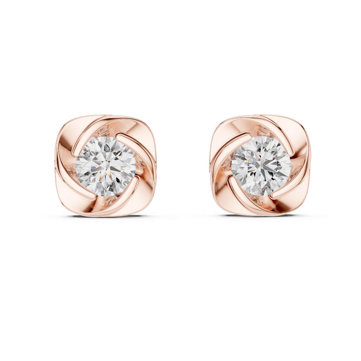 1.8ctw Round Diamond Cushion Twist Love Knot Stud Earrings - Solid Gold