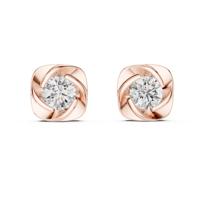 1.8ctw Round Diamond Cushion Twist Love Knot Stud Earrings - Solid Gold