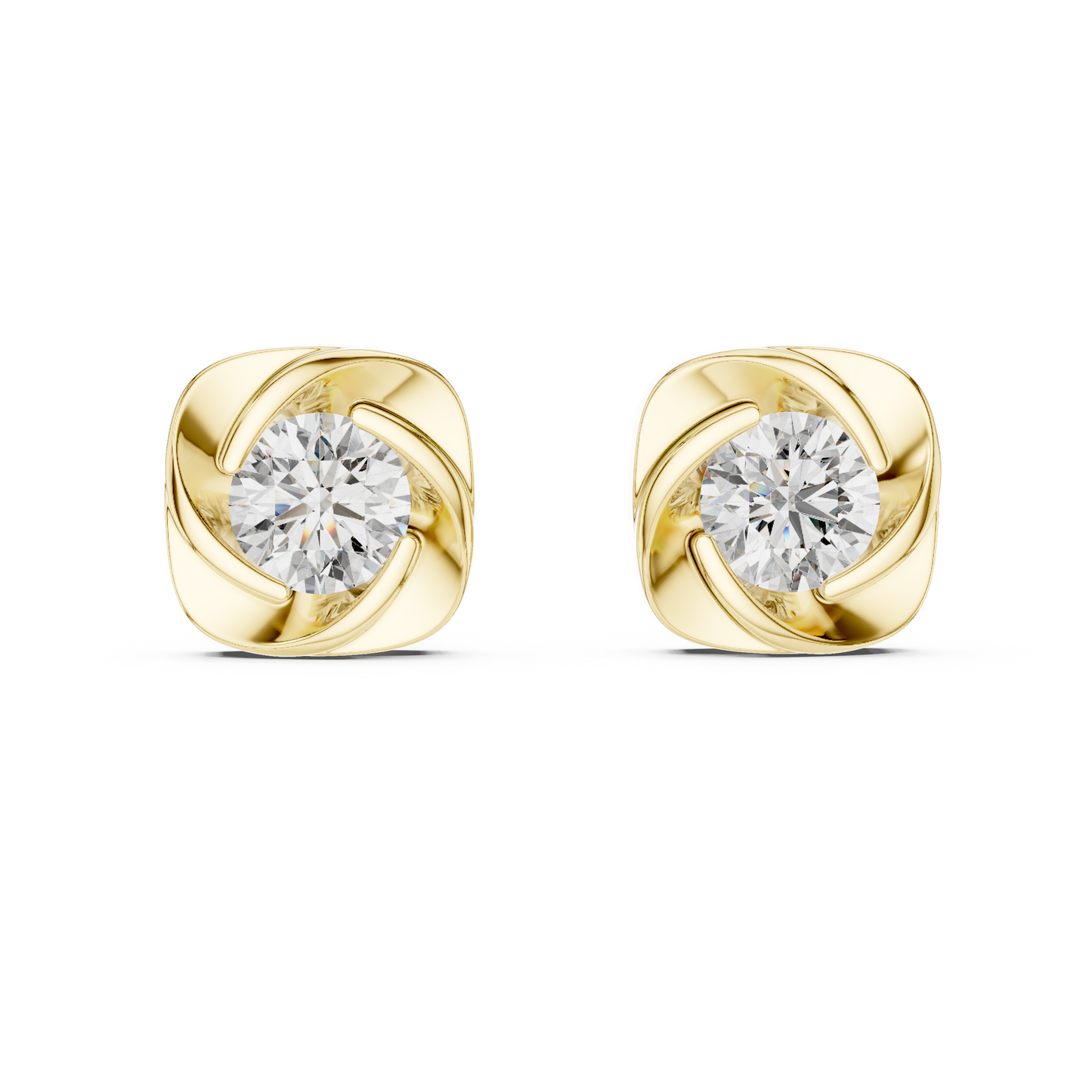 1.8ctw Round Diamond Cushion Twist Love Knot Stud Earrings - Solid Gold