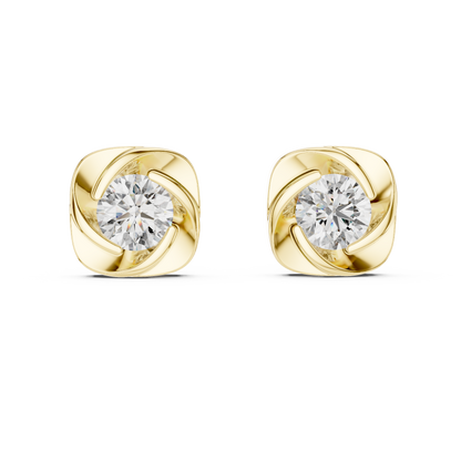 1.8ctw Round Diamond Cushion Twist Love Knot Stud Earrings - Solid Gold