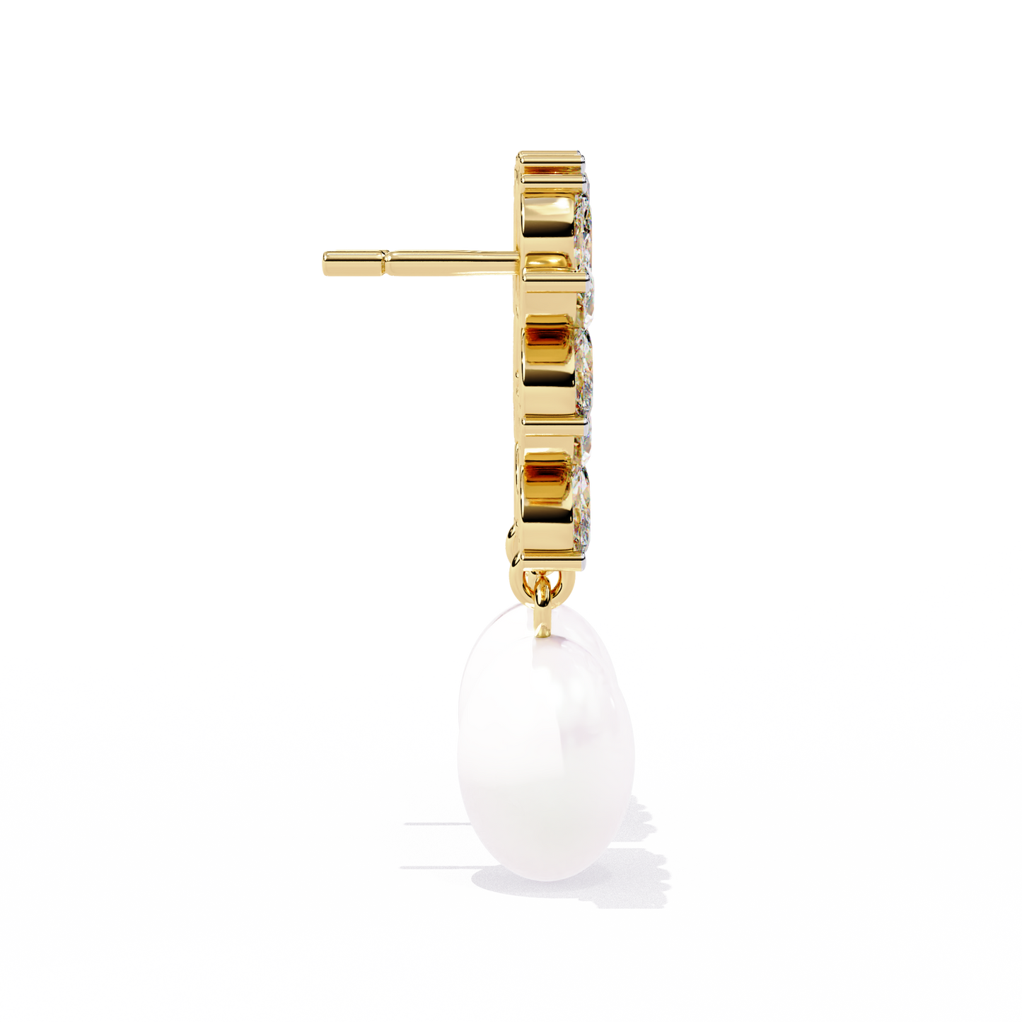 "Diamond-Cluster Flower & Pearl Drop Earrings" In Gold - 2.39 Ct