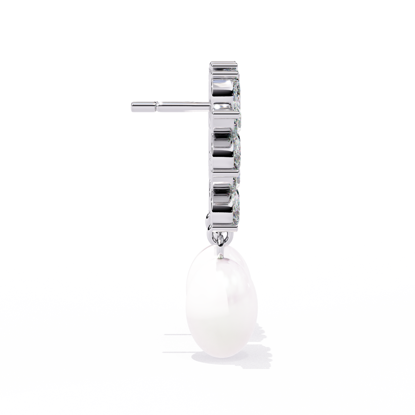 "Diamond-Cluster Flower & Pearl Drop Earrings" In Gold - 2.39 Ct