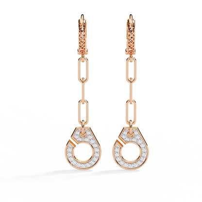 Geometric Diamond Handcuff Dangle Earrings in Gold - 0.54 Ct