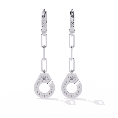 Geometric Diamond Handcuff Dangle Earrings in Gold - 0.54 Ct