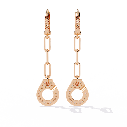 Geometric Diamond Handcuff Dangle Earrings in Gold - 0.54 Ct