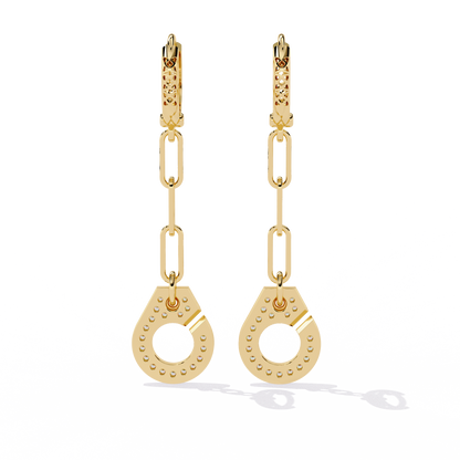 Geometric Diamond Handcuff Dangle Earrings in Gold - 0.54 Ct