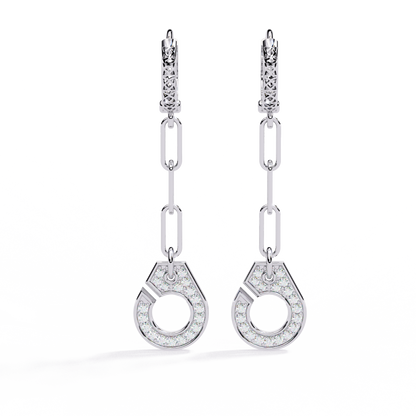 Geometric Diamond Handcuff Dangle Earrings in Gold - 0.54 Ct