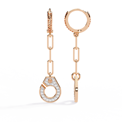 Geometric Diamond Handcuff Dangle Earrings in Gold - 0.54 Ct