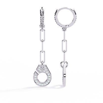 Geometric Diamond Handcuff Dangle Earrings in Gold - 0.54 Ct