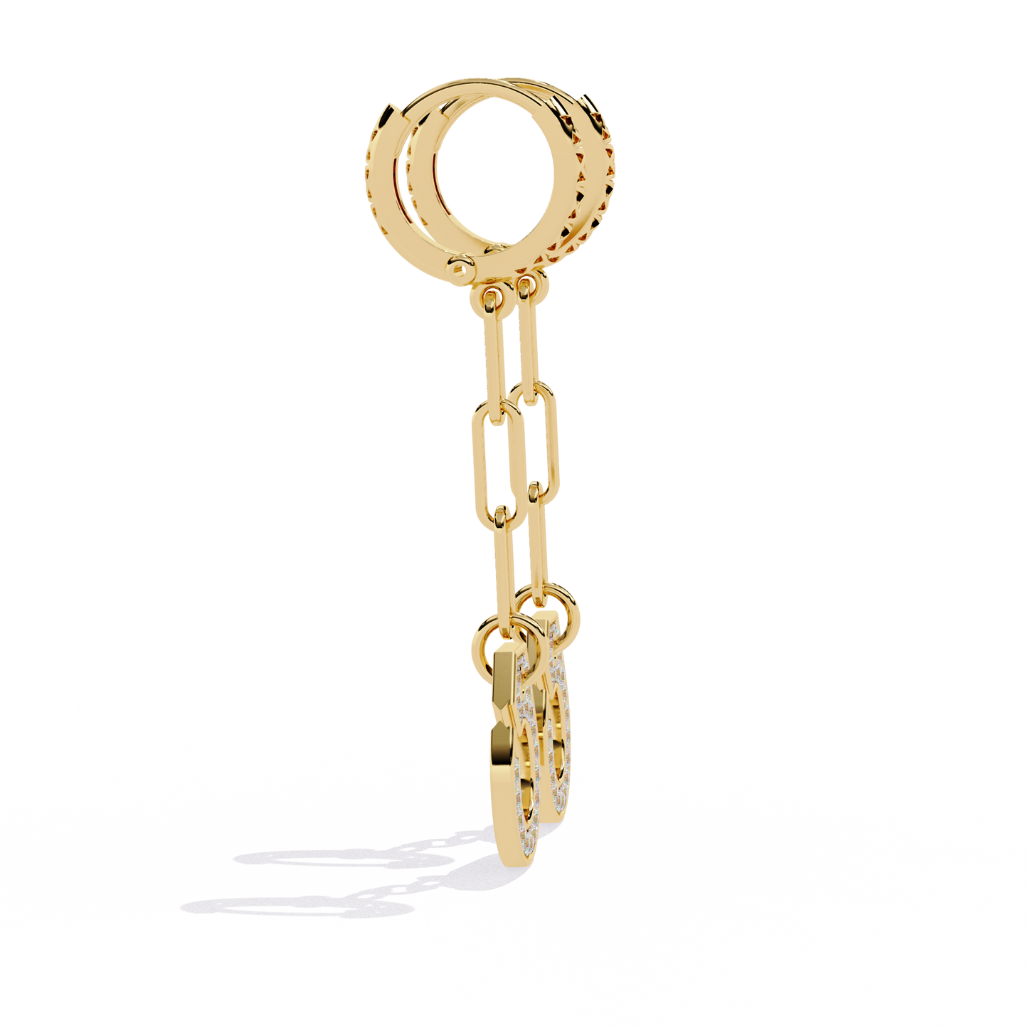 Geometric Diamond Handcuff Dangle Earrings in Gold - 0.54 Ct