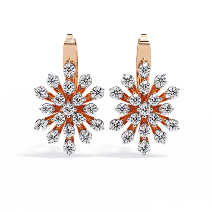 Stellar Snowflake Diamond Hoop Earrings in Gold- 1.75 Ct