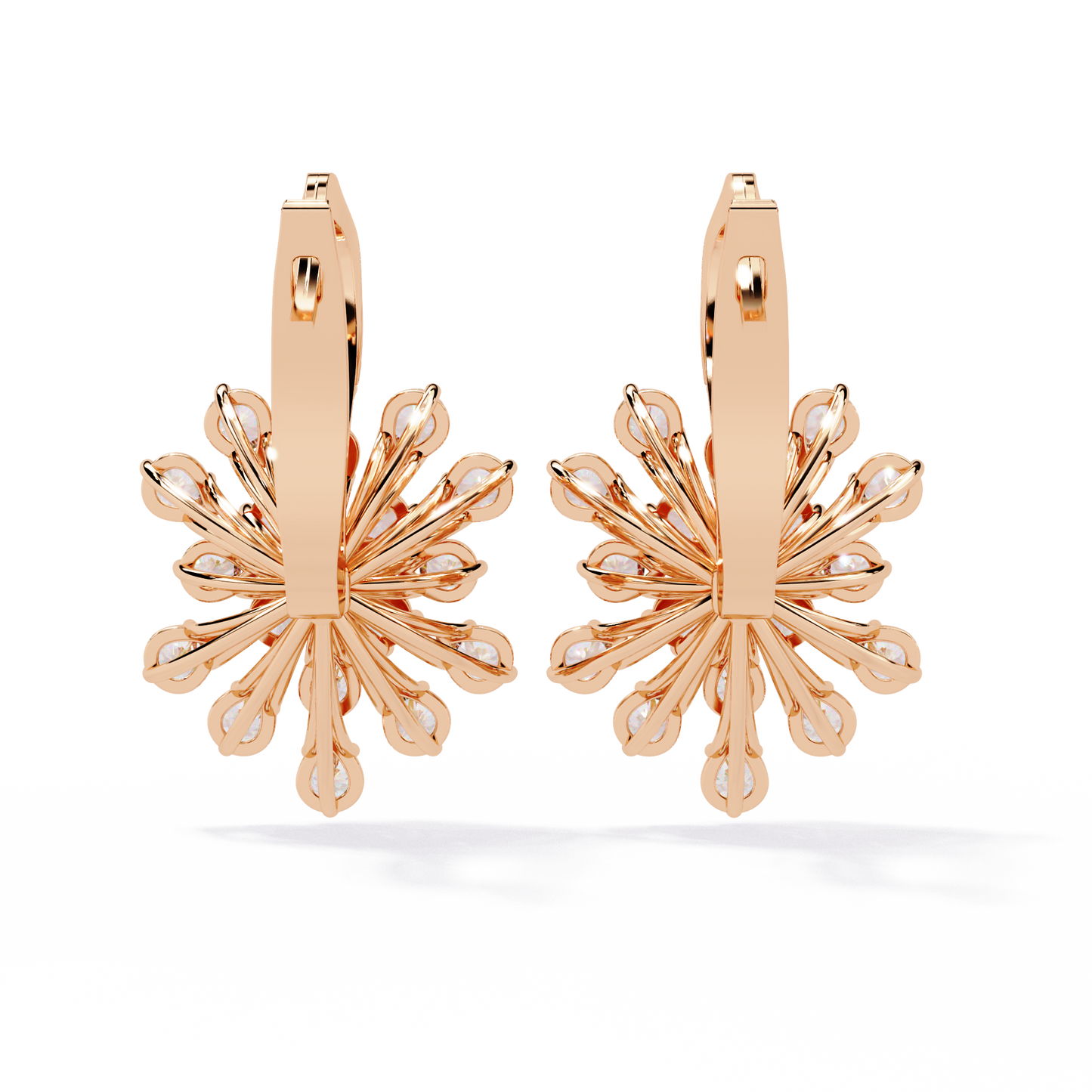 Stellar Snowflake Diamond Hoop Earrings in Gold- 1.75 Ct