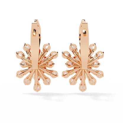 Stellar Snowflake Diamond Hoop Earrings in Gold- 1.75 Ct