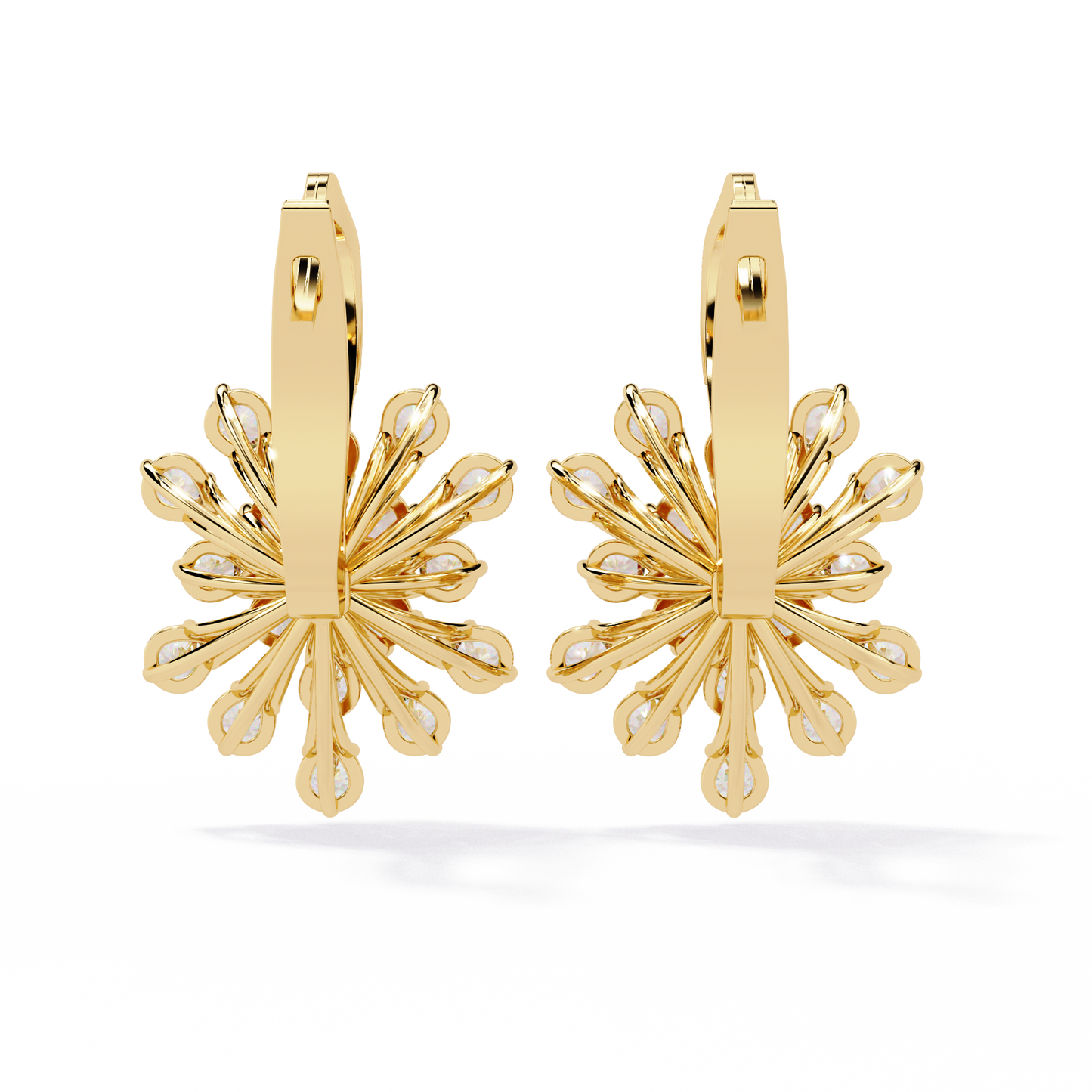 Stellar Snowflake Diamond Hoop Earrings in Gold- 1.75 Ct