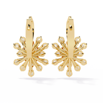 Stellar Snowflake Diamond Hoop Earrings in Gold- 1.75 Ct