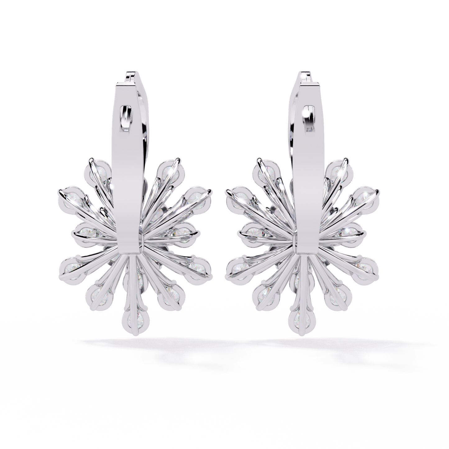 Stellar Snowflake Diamond Hoop Earrings in Gold- 1.75 Ct