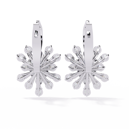Stellar Snowflake Diamond Hoop Earrings in Gold- 1.75 Ct