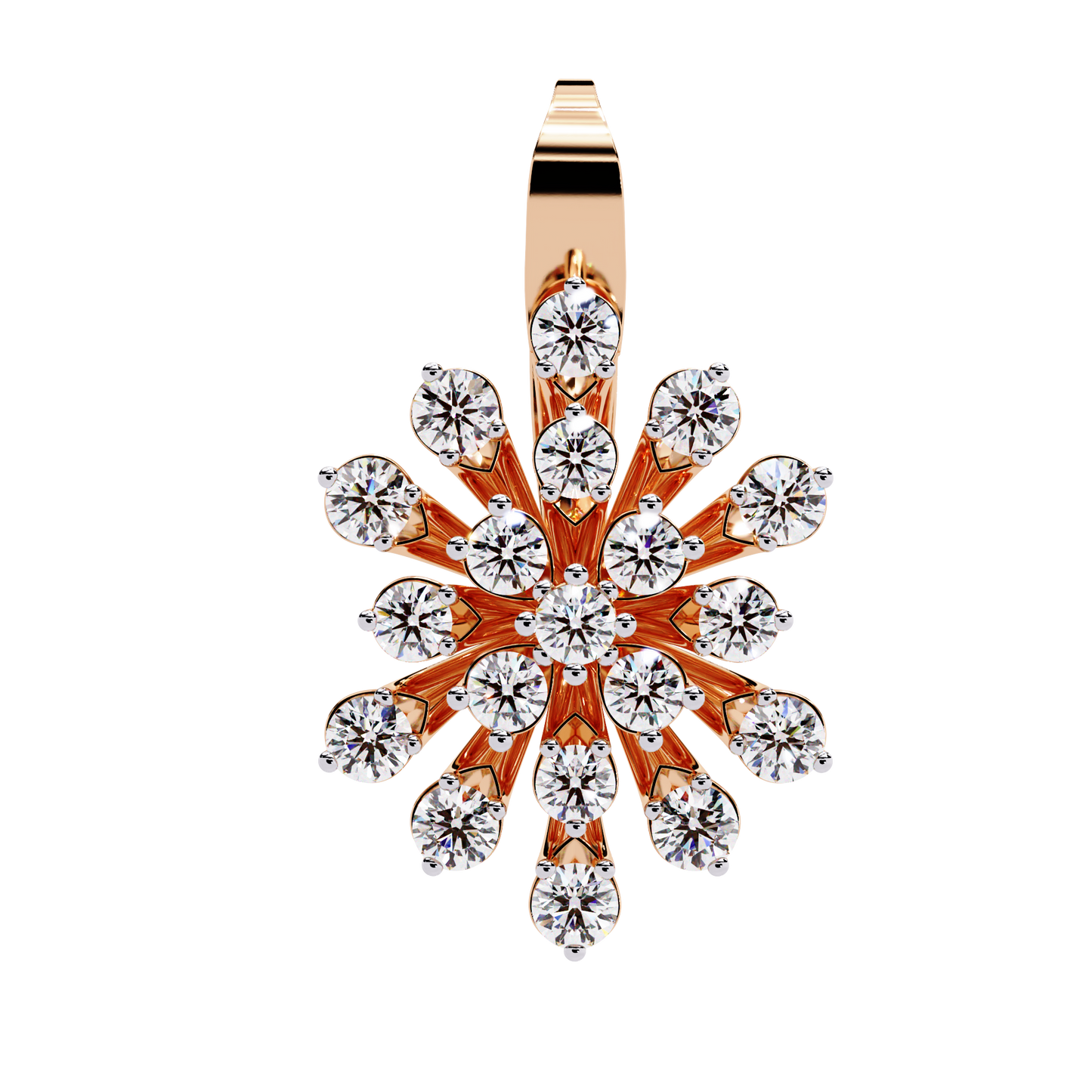 Stellar Snowflake Diamond Hoop Earrings in Gold- 1.75 Ct