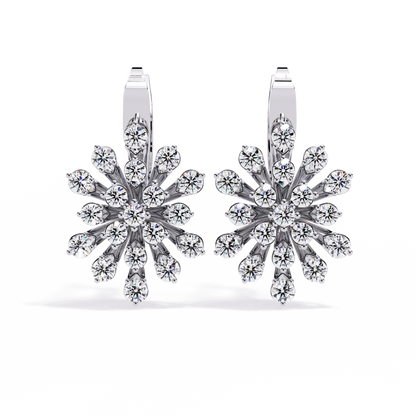 Stellar Snowflake Diamond Hoop Earrings in Gold- 1.75 Ct
