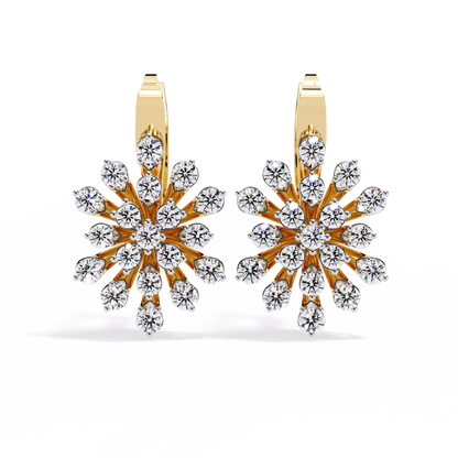 Stellar Snowflake Diamond Hoop Earrings in Gold- 1.75 Ct