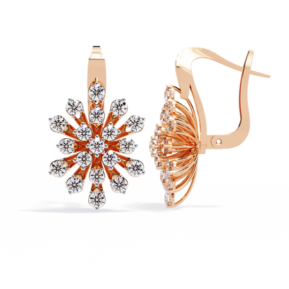 Stellar Snowflake Diamond Hoop Earrings in Gold- 1.75 Ct