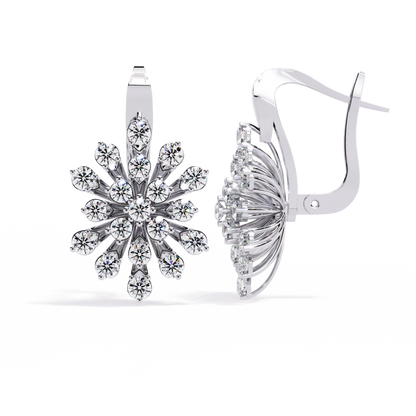 Stellar Snowflake Diamond Hoop Earrings in Gold- 1.75 Ct