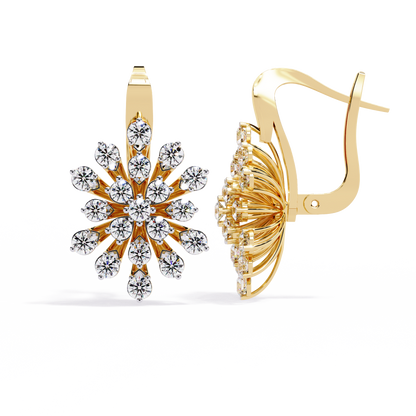 Stellar Snowflake Diamond Hoop Earrings in Gold- 1.75 Ct