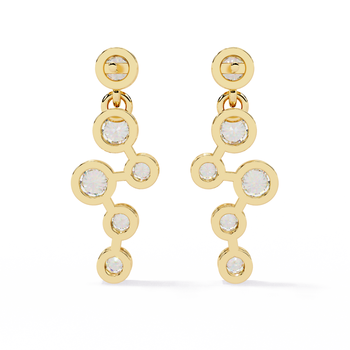 Bezel-Set Diamond Cluster Drop Earrings in Gold - 0.39Ct
