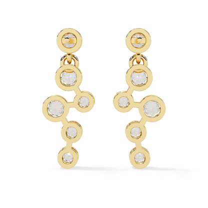 Bezel-Set Diamond Cluster Drop Earrings in Gold - 0.39Ct