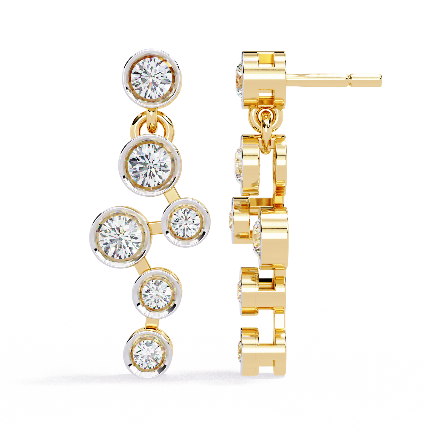 Bezel-Set Diamond Cluster Drop Earrings in Gold - 0.39Ct